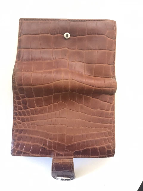 Longchamp Cognac Brown Croc Embossed Leather Continental Bifold Wallet 4