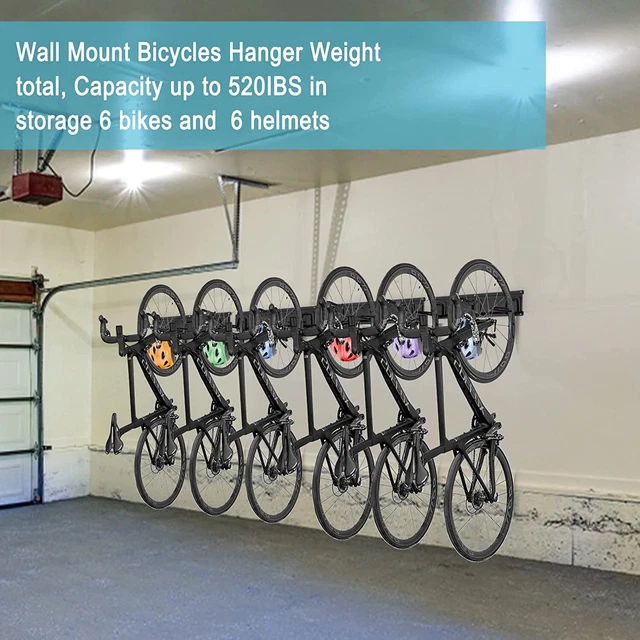 Garage Bike Rack Wall Mount Bicycle Hanger Storage Vertical with 6 Hooks Rack US