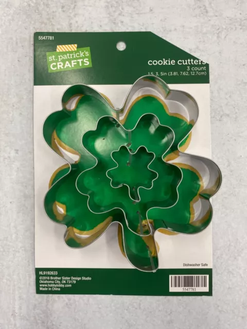 3 pack  4 leaf clover / shamrock St. Patrick's Day cookie cutters 1.5" 3" + 5"