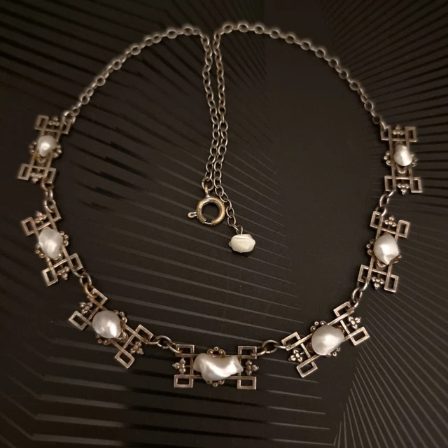 ANCIEN COLLIER EN Argent Massif 800 Art Nouveau XIXè Pierre Rouge et Marcassites EUR 30,00
