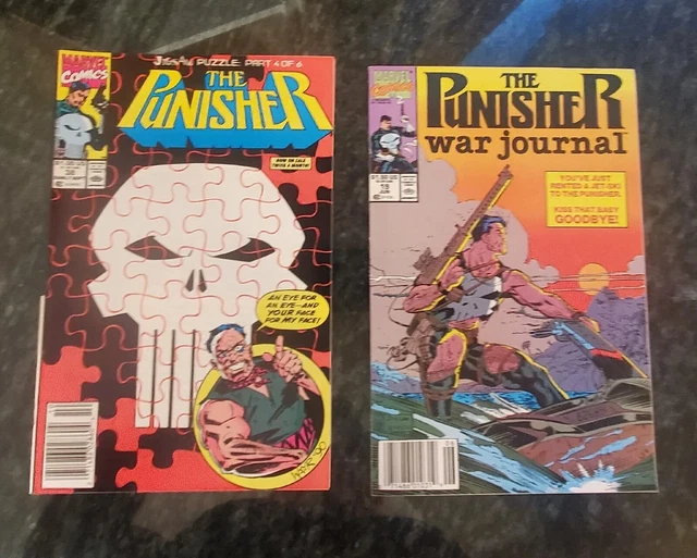 (2) COMIC Book LOT. The Punisher #38 MARVEL Vf NEWSSTAND , WAR JOURNAL #19 Vf