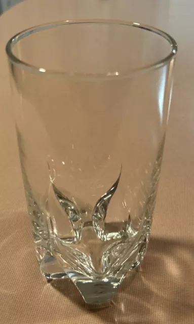 Orrefors Crystal EXCESS Flat Tumbler 15 oz Indented Pinched Base 6” Vtg Swedish