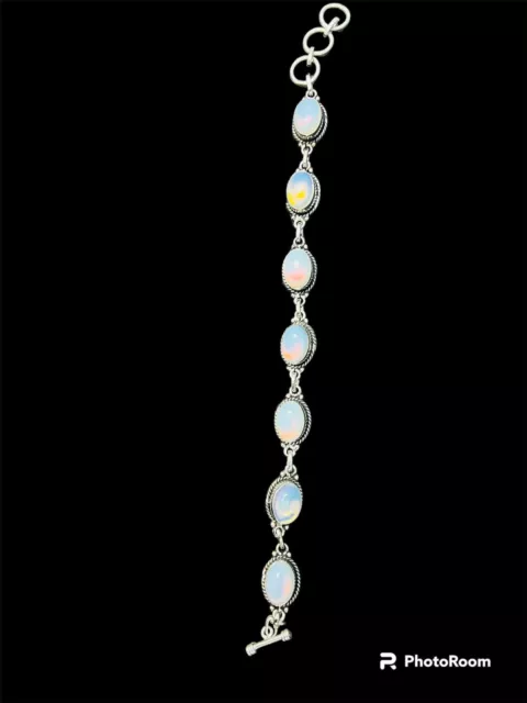 Natural Ethiopian Opal Bracelet 925 Sterling Silver Opal Bracelet S32