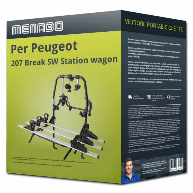 Menabo Polaris 3 portabici portellone per Peugeot 207 Break SW wagon WK - 3 bici