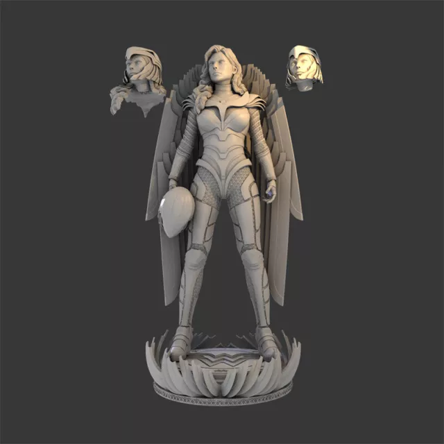 Wonder Woman 3D Printing Resin White Mold Figure Statue 1/12 2 Head Carving Gift