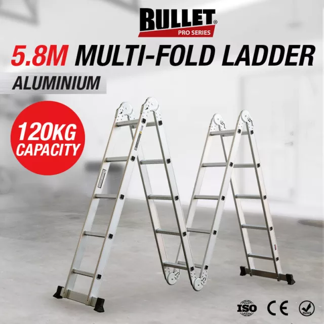 5.8m BULLET Multipurpose Ladder Aluminium Extension Folding Adjustable Step