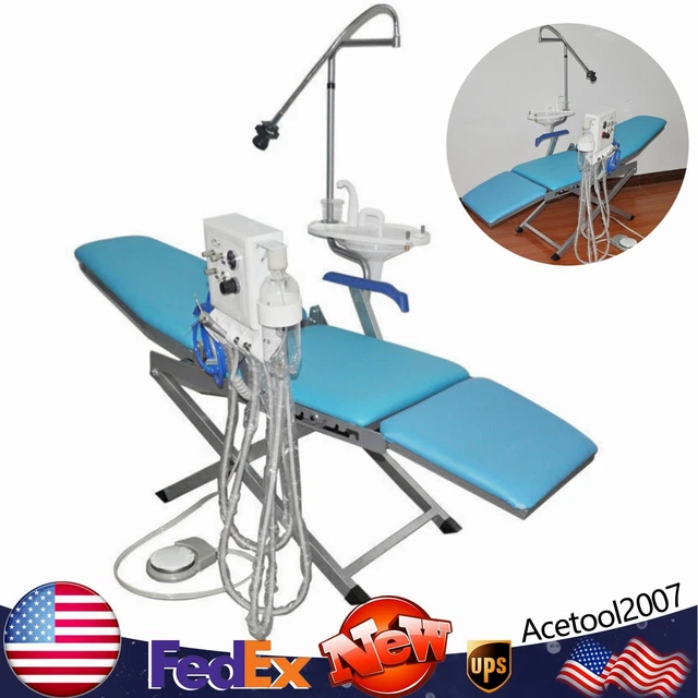 Dental Unit Chair Simple Type Portable Folding Chair W/LED Light Flushing System