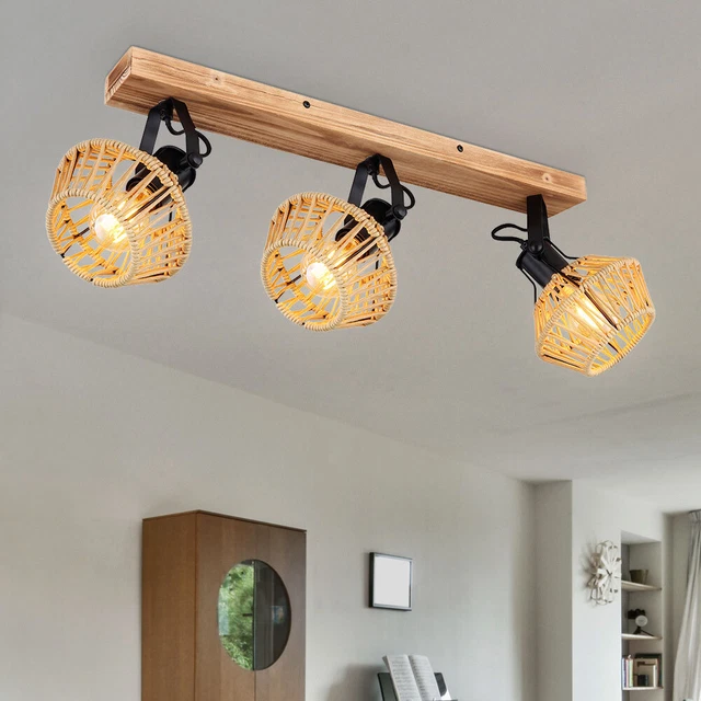 Lampada A Soffitto Baripada 3 Luci Metallo Nero/Rame - Design Moderno Con Paralume A Traliccio, E14 - 2