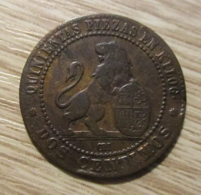 Spain 2 centimos 1870 1E SUP