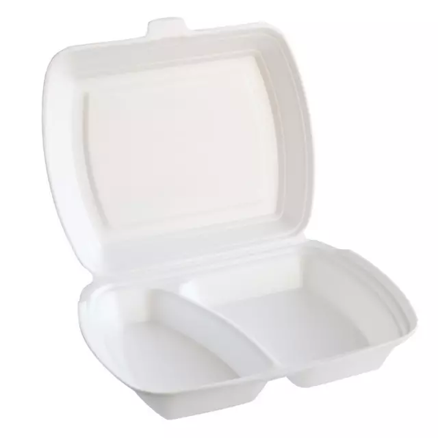 200 Menüboxen Styropor Weiß Lunchboxen Imbiss To-Go 23x19x7,5cm Sehr Stabil 2