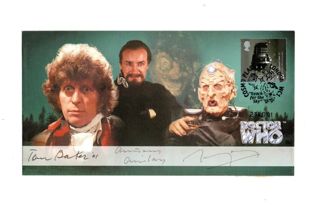 DOCTOR WHO GOOD Bad Ugly Stamp Cover Signed Tom Baker Tony Ainley ...