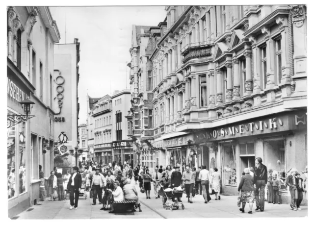 Postcard Köthen, Schalaunische Str., commercial buildings, animated, 1980