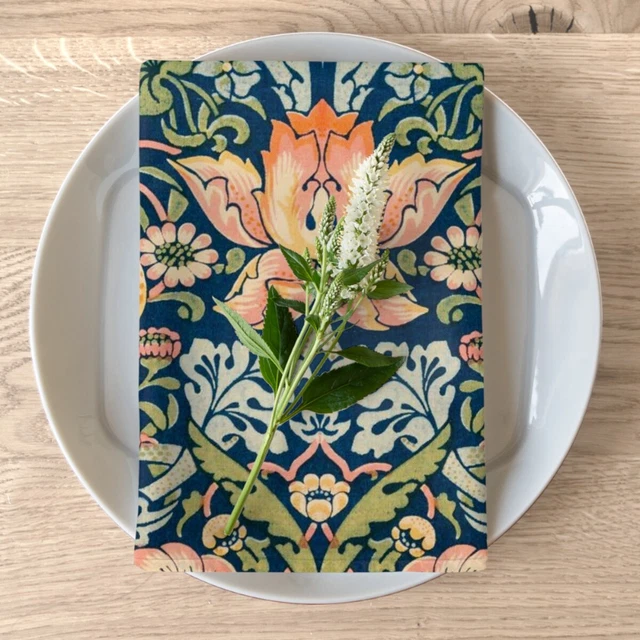 William Morris Napkins, soft broadcloth fabric 4-piece sets cocktail wedding