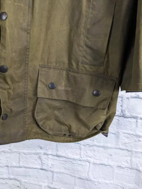 Barbour Beaufort Jacket Men's Olive Waxed  Wax Coat Large 3