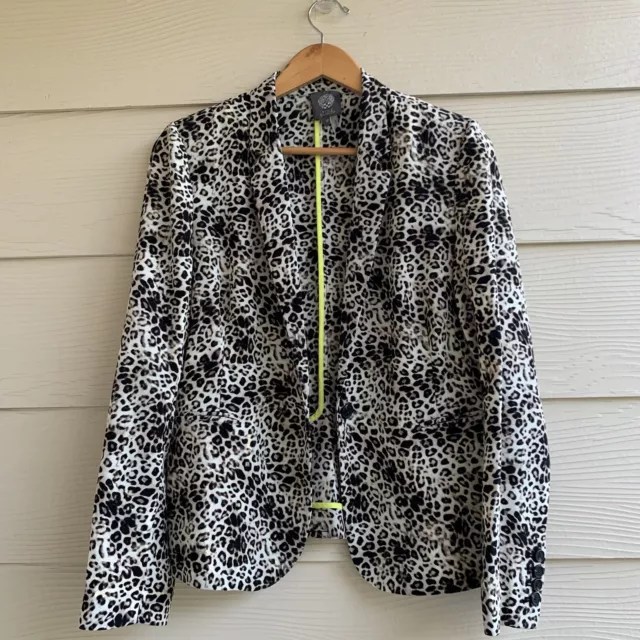 Vince Camuto Womans Animal Print Sz 10 One Button Blazer Jacket Unstructured