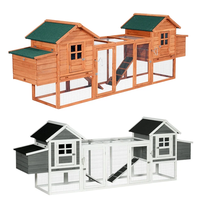 123" Extra Large Wooden Chicken Coop Poultry Cage Nesting Box Run Outdoor Yard