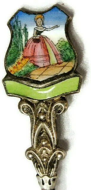 Southern Belle Gentleman Vintage Silver Plated Souvenir Collector Spoon Enamel 2