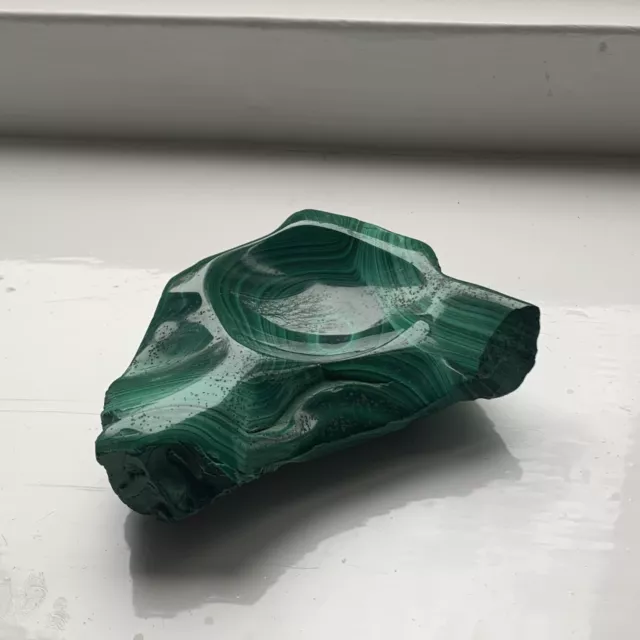 Beautiful Small Polished Malachite Offering or Trinket Bowl