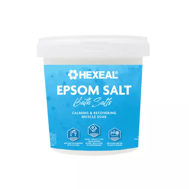 Hexeal EPSOM SALT | 1kg Bucket | FCC Food Grade | Magnesium Sulphate