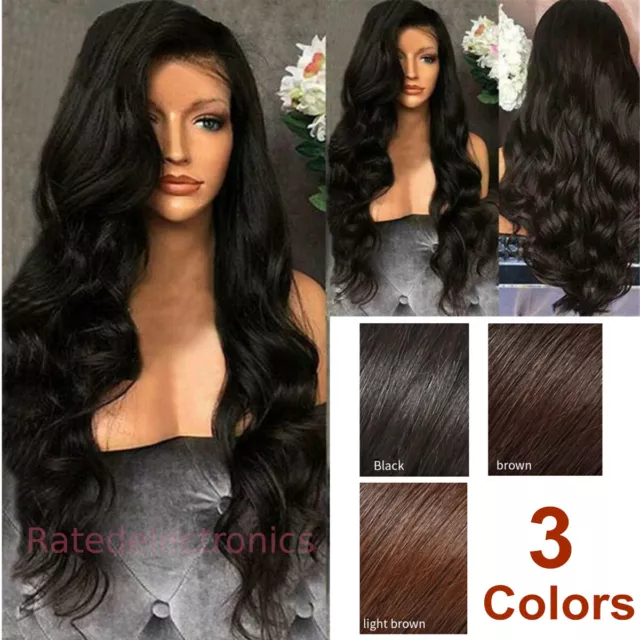 Women Long Full Wig Brazilian Star Human Hair Body Wave Lace Front Thick Wigs US