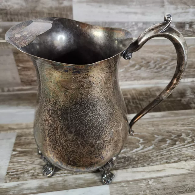 Vintage Silver Plate Leonard Silverplate Footed Water Pitcher With Ice Lip