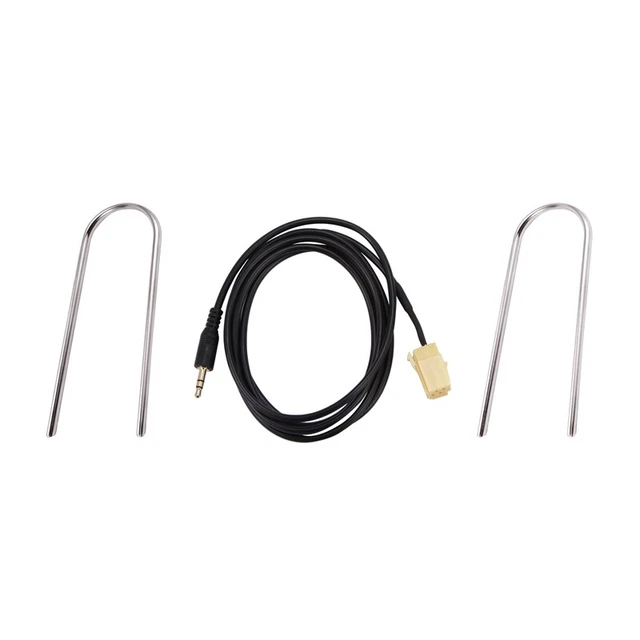 Car 3.5MM Black AUX Input Adapter Cable Line with Radio Removal Tools for 2 F8Q3