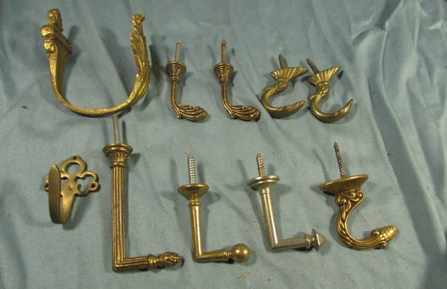 lot 4 crochet embrasse à rideaux 19 eme Rocaille bronze porte