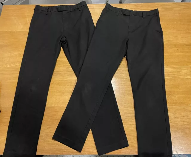 Next Boys Black School Trousers Age 12 Years x2 Pairs. Used Condition