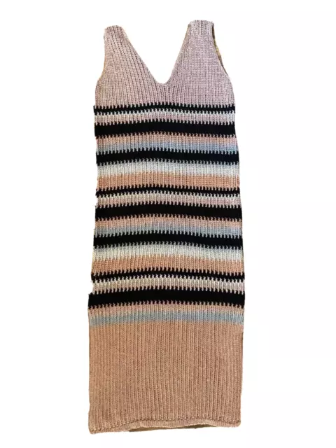 Abito midi lavorato a maglia River Island spiaggia estate multi righe look Zara 12 14 prossimo dp