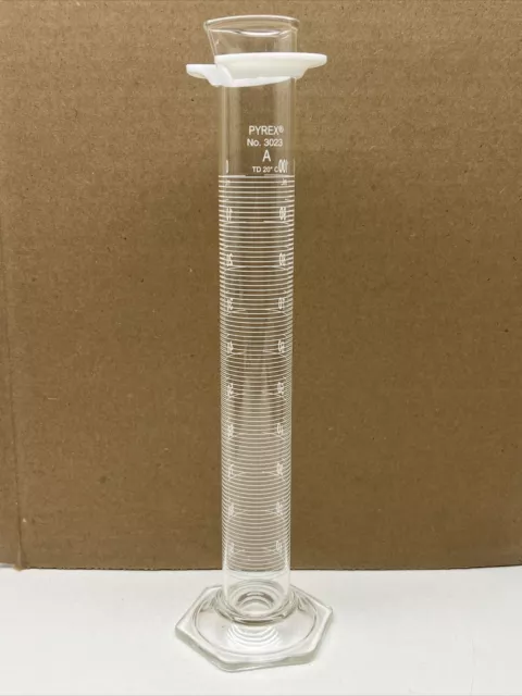 Pyrex 3023-100 No. 3023 Graduated Cylinder 100mL White Double Scale, Class A