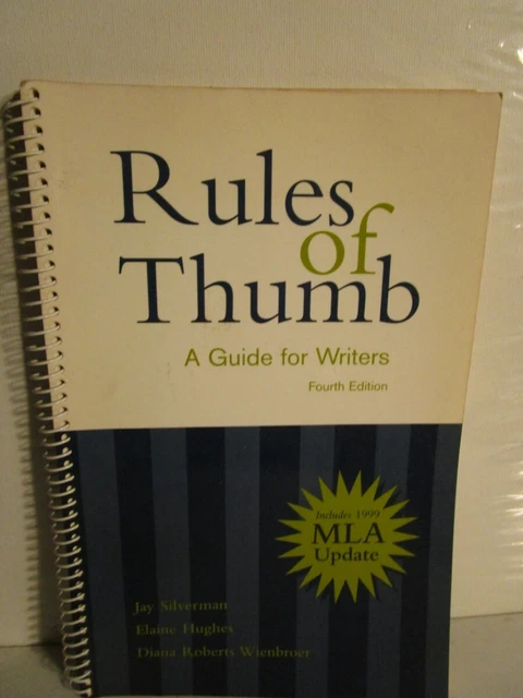 RULES OF THUMB: A Guide for Writers with 1999 MLA Updates - Spiral-bound - £7.50 - PicClick UK