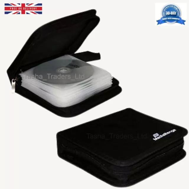 Black Nylon Wallet 24 Discs CD DVD Bluray Media Storage Holder Carry Case New