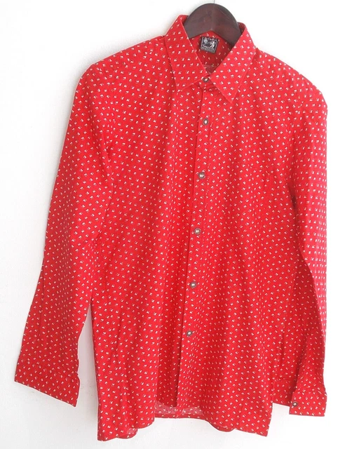 Camicia tradizionale uomo rossa fantasia taglia 39 v. Alpi costume tradizionale