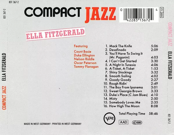 (97) Ella Fitzgerald –"Ella Fitzgerald"-Rare West German Verve CD 1987-Jazz-New 2