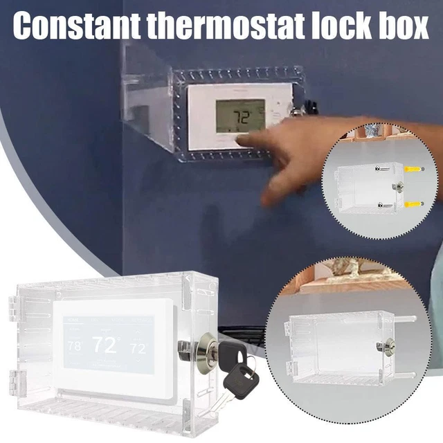 CLEAR PLASTIC THERMOSTAT Cover Box with Key Lock, Tamper Large Size