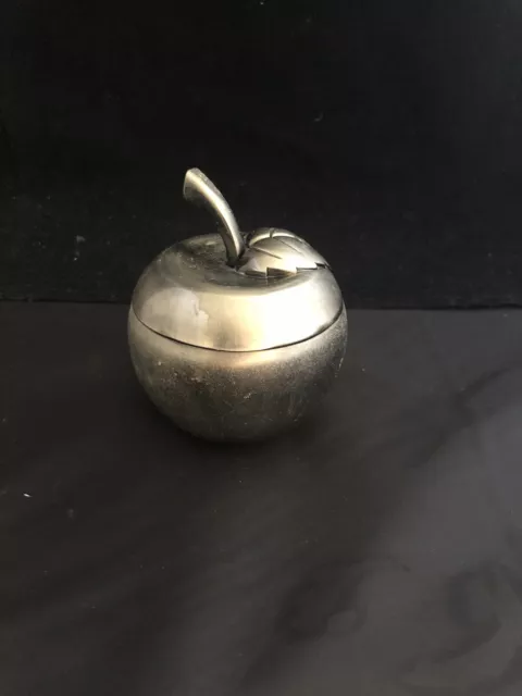Russ Berrie Heavy Duty Silver Toned Metal Apple Keepsake Box