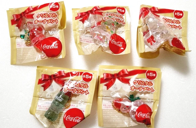 Coca-Cola-Kristall-Ornament, alle 5 Typen, mit Kette