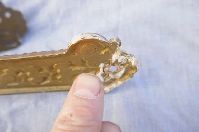 Vintage Pair Curtain Tie Back/Drape Overs Gilt Brass Italian Mid To Late Century 11