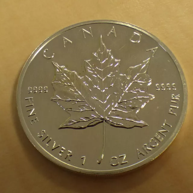 Canada 5$ 5 dollar Maple Leaf 1989 silver 99.9% 1 oz silver coin (in zip)