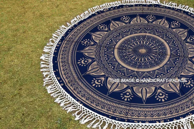 52" Tapestry Ombre Mandala Beach Yoga Mat Indian Round Wall Hanging Decor Throw