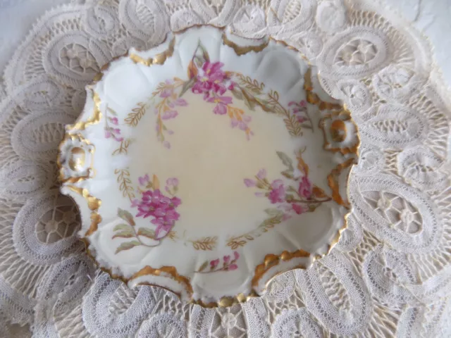 Antique Limoges Small Plate with flowers and guild