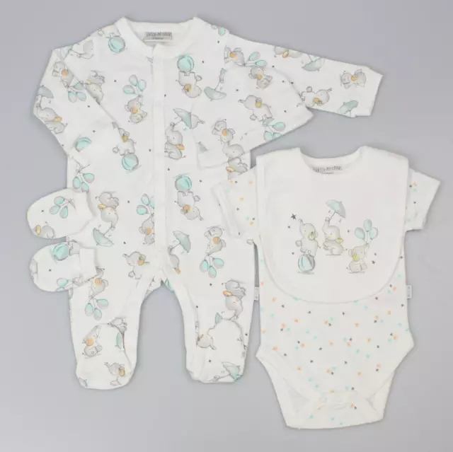 New Baby Boys Clothes Layette Gift Set 5 Piece Circus Elephants 0-3 3-6 6-9M abg