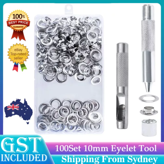 100Set 10mm Eyelet Die Punch Grommets Eyelet Tool Kit for Clothing Leather Craft