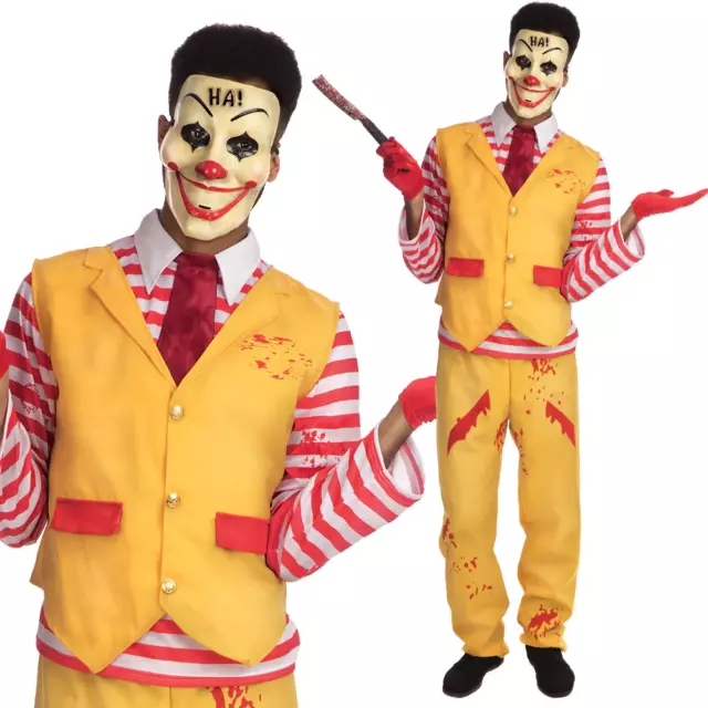 Dapper Clown Male Mens Ronald Mcdonald Halloween Horror Fancy Dress Costume