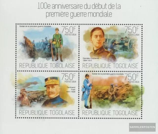 Togo 5545-5548 Kleinbogen (kompl. Ausgabe) postfrisch 2014 Erster Weltkrieg