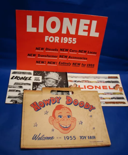 Raro Paquete de Registro de Cartón Howdy Doody 1955 de la Feria del Juguete de Nueva York + Lionel en muy buen estado +