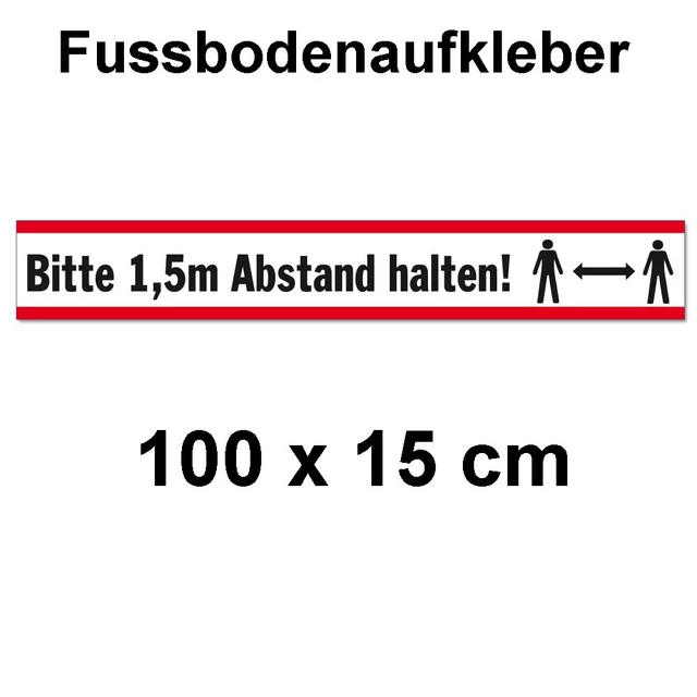 3 x Großer Fussbodenaufkleber 1,5 meter ABSTAND HALTEN 100 x 15 cm (3 Stück)