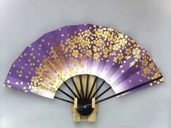 Japanese Folding Fan KYOTO Traditional Sensu Ougi SAKURA Cherry blossom Purple