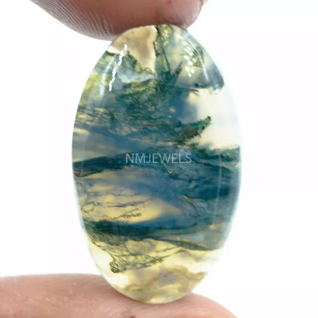 Cts. 21.50 Natural Designer Oval Cabochon Moss Agate Loose Gemstone