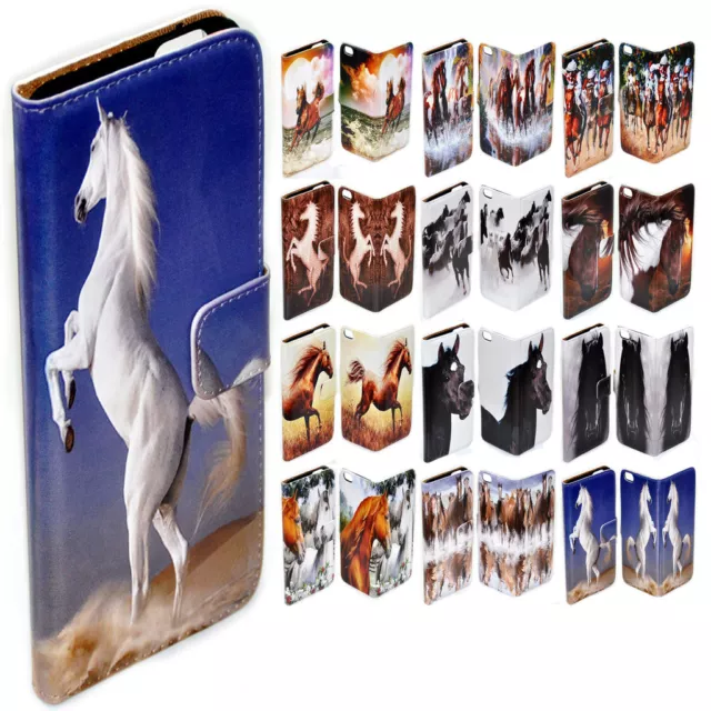 For Nokia Series - Horse Theme Print Wallet Mobile Phone Case Cover #2